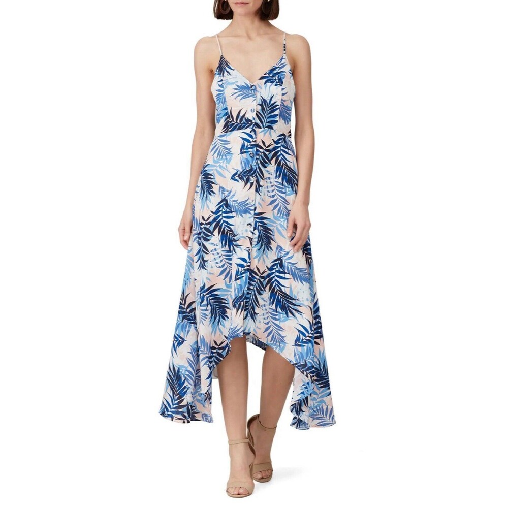 Handkerchief Hem Dress Palm Leaves Slate & Willow Sz XL